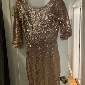 Rose gold sequin dress